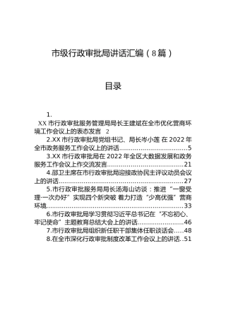 市级行政审批局讲话汇编（8篇）