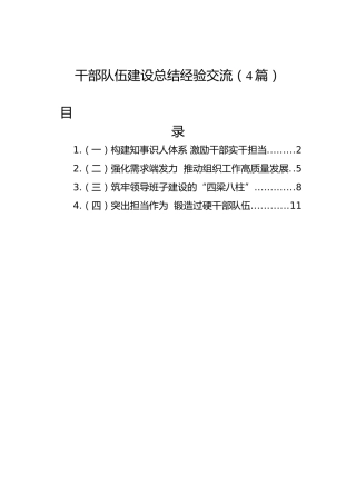 干部队伍建设总结经验交流（4篇）
