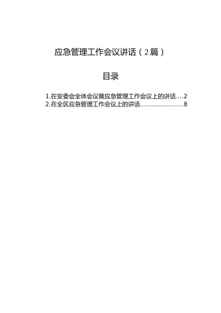 应急管理工作会议讲话（2篇）