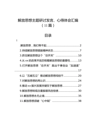 解放思想主题研讨发言、心得体会汇编（11篇）