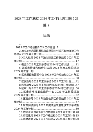 2023年工作总结2024年工作计划汇编（21篇）