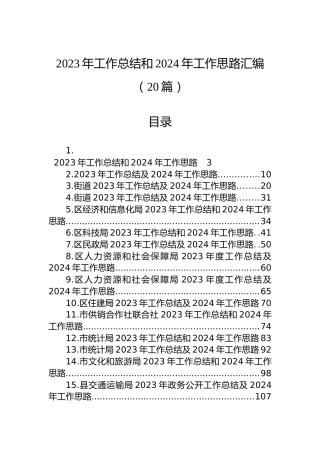 2023年工作总结和2024年工作思路汇编（20篇）