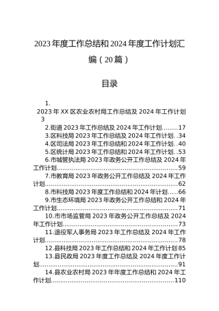 2023年度工作总结和2024年度工作计划汇编（20篇）