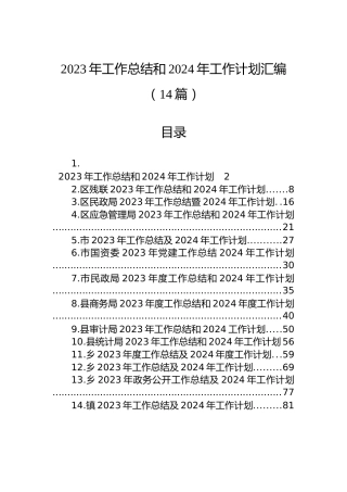 2023年工作总结和2024年工作计划汇编（14篇）