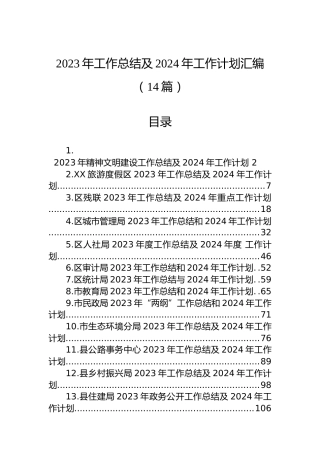 2023年工作总结及2024年工作计划汇编（14篇）