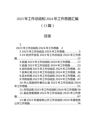 2023年工作总结和2024年工作思路汇编（13篇）