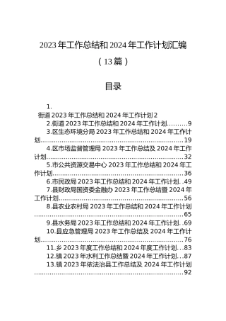 2023年工作总结和2024年工作计划汇编（13篇）