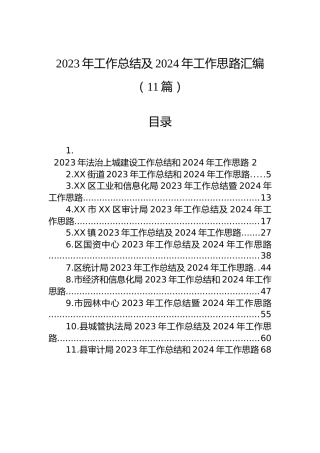 2023年工作总结及2024年工作思路汇编（11篇）