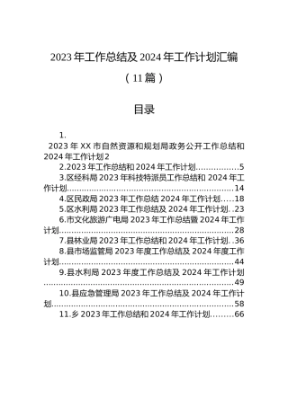 2023年工作总结及2024年工作计划汇编（11篇）