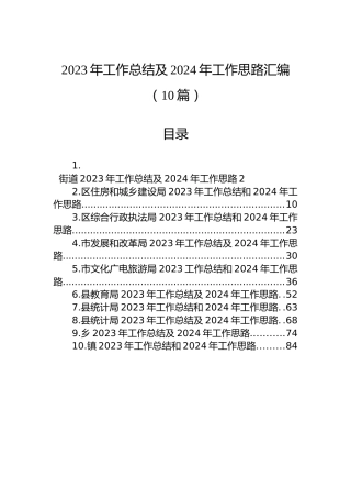 2023年工作总结及2024年工作思路汇编（10篇）