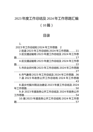 2023年度工作总结及2024年工作思路汇编（10篇）