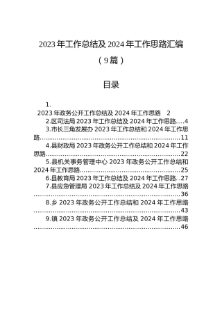 2023年工作总结及2024年工作思路汇编（9篇）