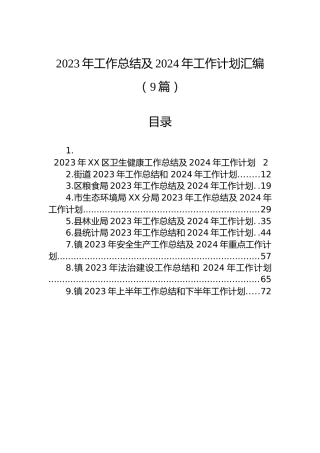 2023年工作总结及2024年工作计划汇编（9篇）