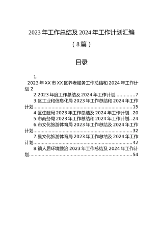 2023年工作总结及2024年工作计划汇编（8篇）
