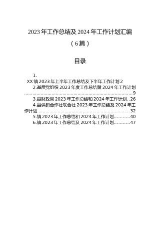 2023年工作总结及2024年工作计划汇编（6篇）