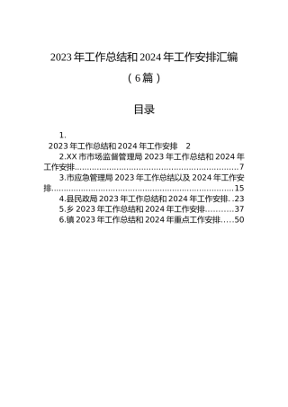 2023年工作总结和2024年工作安排汇编（6篇）