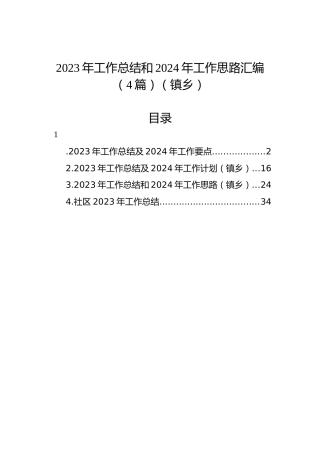 2023年工作总结和2024年工作思路汇编（4篇）（镇乡）
