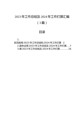 2023年工作总结及2024年工作打算汇编（3篇）