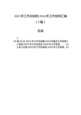 2023年工作总结和2024年工作安排汇编（3篇）