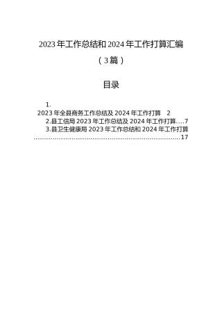 2023年工作总结和2024年工作打算汇编（3篇）