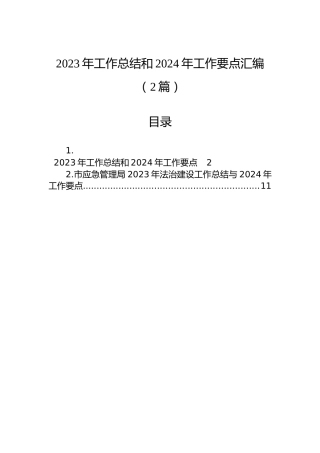 2023年工作总结和2024年工作要点汇编（2篇）