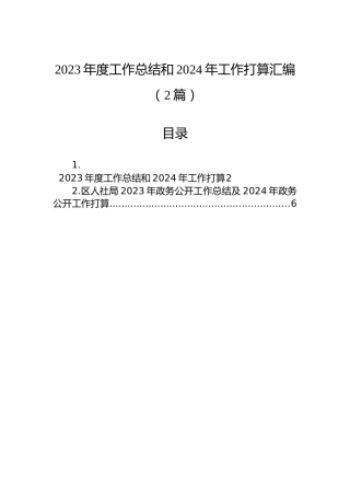 2023年度工作总结和2024年工作打算汇编（2篇）