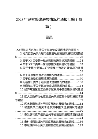 2023年巡察整改进展情况的通报汇编（45篇）