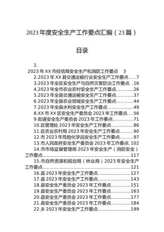 2023年度安全生产工作要点汇编（23篇）