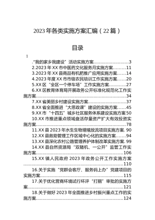 2023年各类实施方案汇编（22篇）
