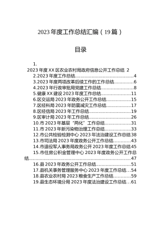 2023年度工作总结汇编（19篇）