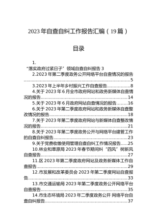 2023年自查自纠工作报告汇编（19篇）