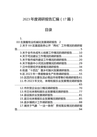 2023年调研报告汇编（17篇）