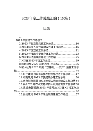 2023年度工作总结汇编（15篇）