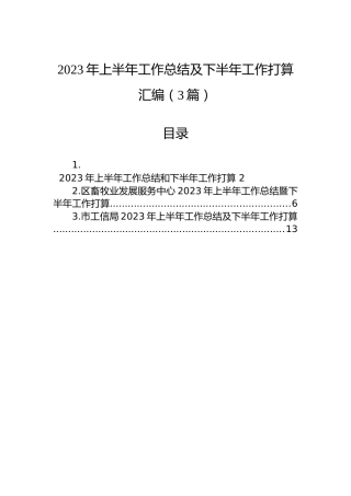 2023年上半年工作总结及下半年工作打算汇编（3篇）