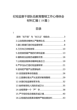 纪检监察干部队伍教育整顿工作心得体会材料汇编（19篇）