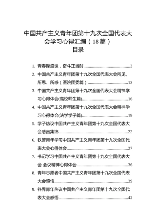 中国共产主义青年团第十九次全国代表大会学习心得汇编（18篇）