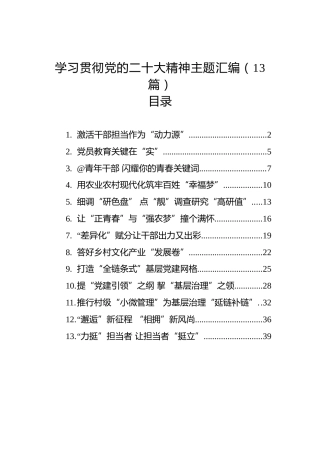 学习贯彻党的二十大精神主题汇编（13篇）（盛会）