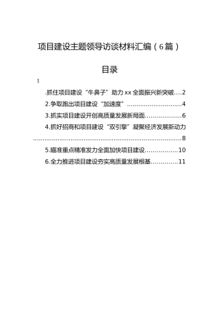 项目建设主题领导访谈材料汇编（6篇）