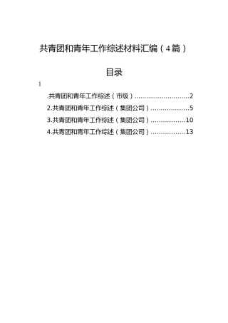 共青团和青年工作综述材料汇编（4篇）