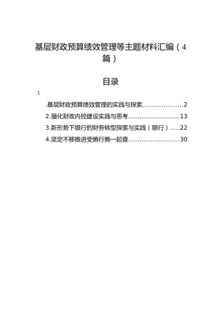 基层财政预算绩效管理等主题材料汇编（4篇）