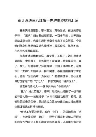 审计系统三八红旗手先进事迹材料汇编