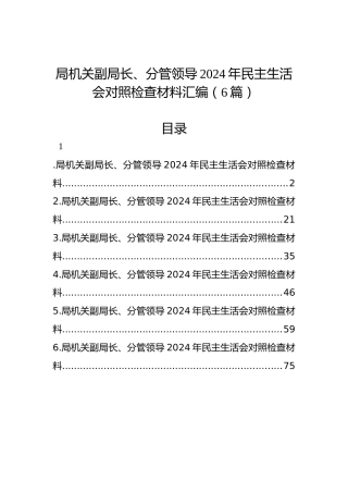 局机关副局长、分管领导2024年民主生活会对照检查材料汇编（6篇）
