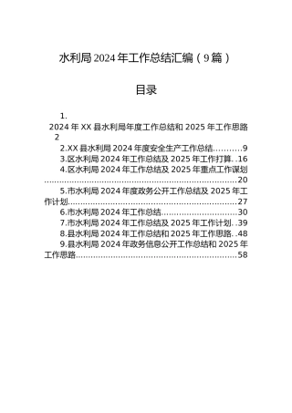 水利局2024年工作总结汇编（9篇）