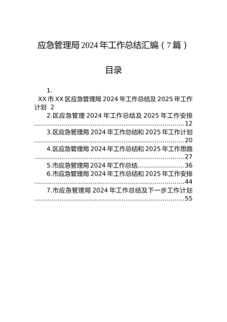 应急管理局2024年工作总结汇编（7篇）