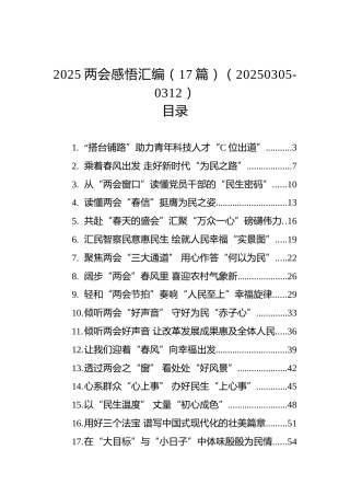 2025两会感悟汇编（17篇）（20250305-0312）