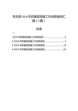 党支部2024年抓基层党建工作述职报告汇编（4篇）