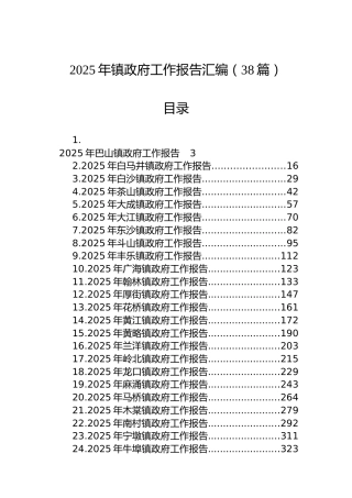 2025年镇政府工作报告汇编（38篇）