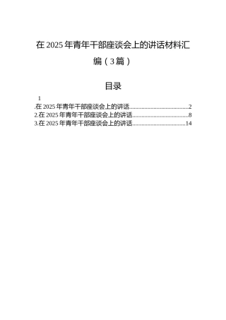 在2025年青年干部座谈会上的讲话材料汇编（3篇）