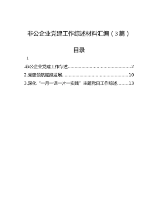 非公企业党建工作综述材料汇编（3篇）