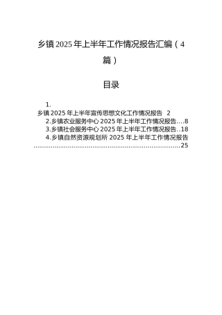 乡镇2025年上半年工作情况报告汇编（4篇）